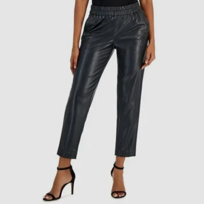 Anne Klein Women's Black Faux Leather Slim Ankle Pants Size XL - Image 1 of 3