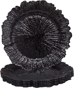 Black Charger Plates, Reef Plates Charger for Dinner Plate,13-Inch Plastic Charg - Picture 1 of 7