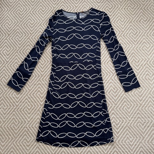 Abito Tory Burch Cambio Catena Blu Navy Taglia S Manica Lunga