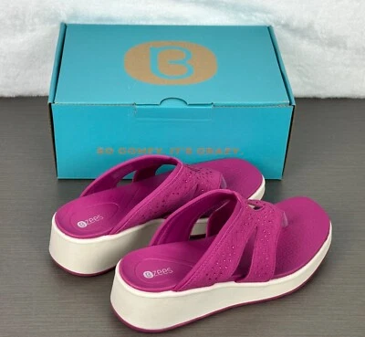 Sandalias de cuña para mujer BZees Nola rosa fucsia brillante 8 1/2 M nuevas con caja Foto 1 de 4
