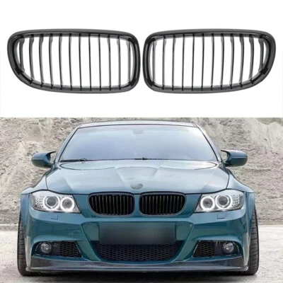 Single Insert Kidney Grill Fits BMW 3 SERIES E90 E91 LCI 2008-2012 Gloss Black - Image 1 of 4