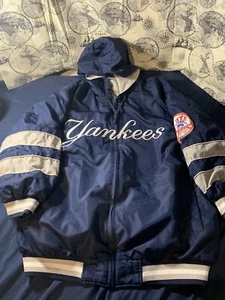 MLB New York Yankees Baseball Reversible Jacket Zipper Large Genuine  - Picture 1 of 14