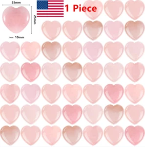25MM Natural Crystal Quartz Carved Heart Shaped Healing Love Gemstone Gift US - Picture 1 of 20