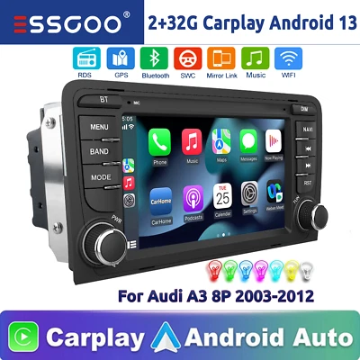 ESSGOO Car Stereo For Audi A3 S3 RS3 8PA 8P1 Android 13 Apple Carplay GPS 32G Head Unit