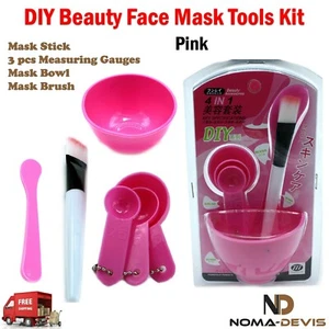 4 in 1 Beauty DIY Facial Mask Bowl Mixing Brush Tool Makeup Set Pink Color - Picture 1 of 6