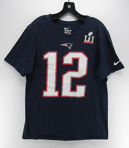 Tom Brady Shirt Men Large Blue New England Patriots Super Bowl LIII Nike Jersey*