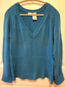 NO BOUNDARIES Teal Long Sleeve V-Neck Raglan-Stitch Sweater Juniors XL - Picture 1 of 4