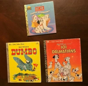 *Lot of 3 Little Golden Books Disney's Dumbo 101 Dalmatians Puppy Roundup 1980's - Picture 1 of 10