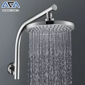 ACA 8" Rain Shower Head Set Gooseneck Wall Arm Set Bathroom Chrome Round Swivel - Picture 1 of 10