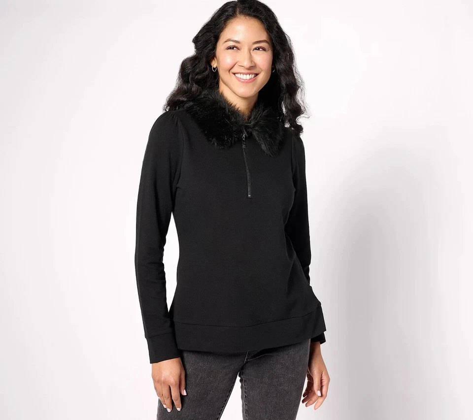 Sudadera Jingle Belles by Kim Gravel Imitación Piel Media Cremallera Negra Pequeña A624557 Foto 1 de 1