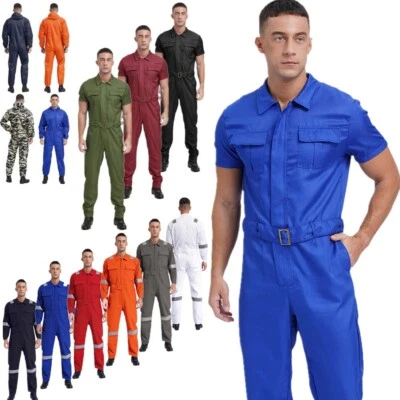 Mens Coveralls Jumpsuit Work Overalls One-piece Dustproof Dungarees Workwear  - Image 1 of 4