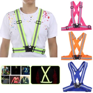 Adjustable Reflective Safety Security High Visibility Vest Gear Stripes - Photo 1/7