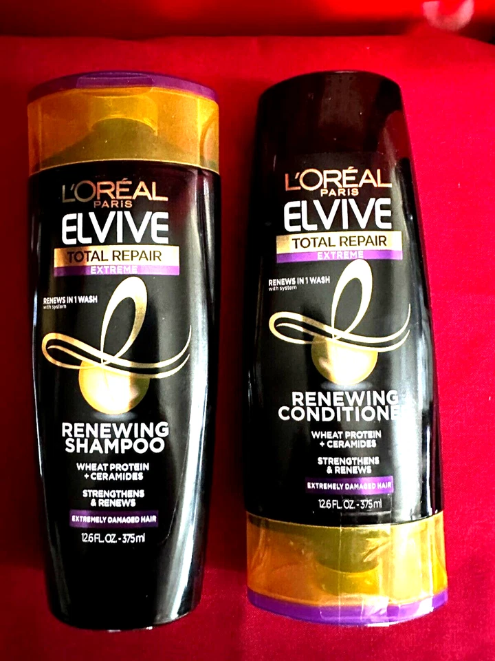 L'OREAL PARIS ELVIVE TOTAL REPAIR EXTREME RENEWING SHAMPOO/ CONDITIONER LOT OF 2 - Image 1 of 1