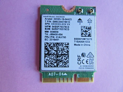 Intel 9462NGW Dual Band WLAN WiFi Wireless Card Bluetooth 5.1 Lenovo FRU 01AX795 - Image 1 of 4