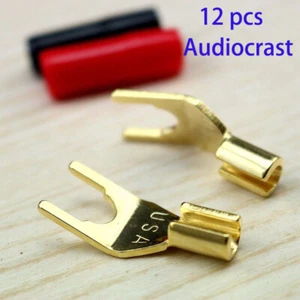 12pcs Y Spade Plug Speaker Cable Spade Gold Plated Connector Terminal Top Sale - Picture 1 of 4