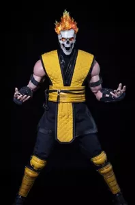 Scultura testa teschio personalizzata Storm Collectibles Mortal Kombat 1/6 Scorpion SOLO TESTA - Foto 1 di 24
