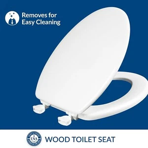 Westport 1844EC Wood Toilet Seat with Easy Clean & ChangeHinges, Elongated,White - Picture 1 of 8
