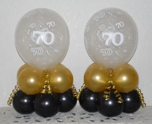 70. Geburtstag 2/6/12er Pack Tischballon Dekoration Display Kit - gold/schwarz - Bild 1 von 6