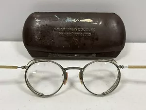 Antique AO Steampunk Industrial Glasses Motorcycle Aviator Goggles Metal Case S - Picture 1 of 10