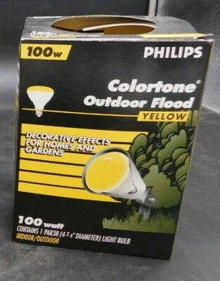 PHILLIPS COLORTONE FLOOD BULB 100 WATT YELLOW - NEW - Image 1 of 4