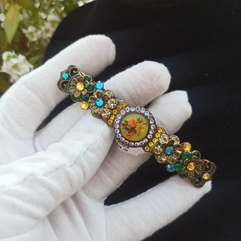 Michal Negrin заколка для волос цветной большой цветочный синий зеленый кристаллы коренастый новый коробка - Изображение 1 из 4