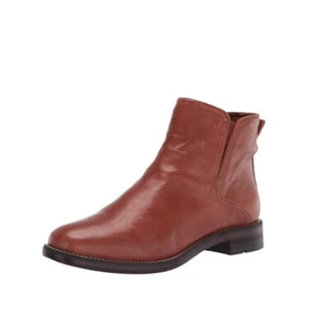 Franco Sarto Womens 8.5 M Cognac Brown Leather Flat Ankle Booties Display FN1 - Picture 1 of 5