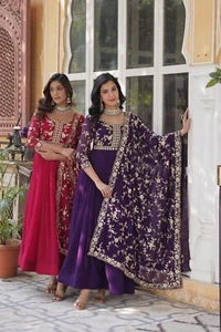BOLLYWOOD GOWN DESIGNER READYMADE WEDDING ANARKAL INDIAN SUIT LONG ANARKALI - Picture 1 of 26