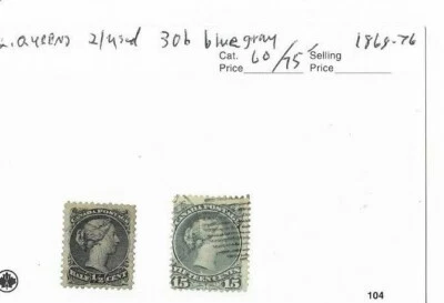 Canada Scott #21 AND 30B, Singles 1868-76 FVF Used - Image 1 of 2