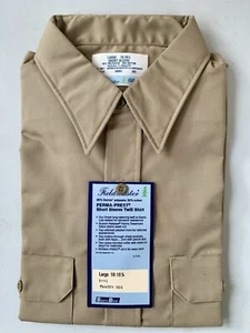 Vintage Sears Fieldmaster Perma-Prest 16-16½ Short Sleeve Khaki Twill Shirt NOS - Picture 1 of 6