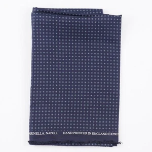 E. Marinella Napoli Navy Blue Floral Jacquard Silk Fabric Hand-Printed 25" x 39" - Picture 1 of 4