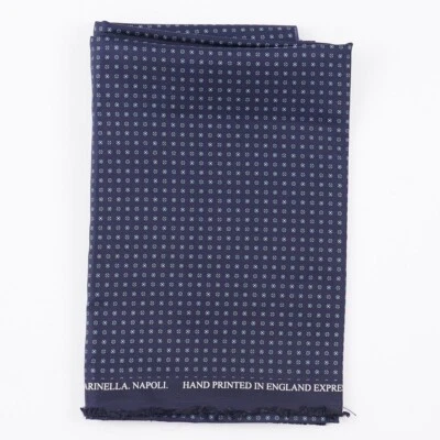E. Marinella Napoli Navy Blue Floral Jacquard Silk Fabric Hand-Printed 25" x 39" - Image 1 of 4