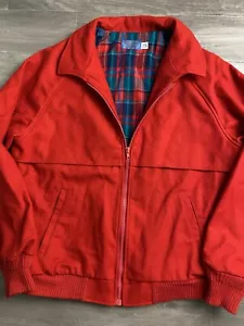 Vintage 70s Pendleton Wool Plaid Lined Cruiser Jacket Bomber Mens Size Xl Red - Picture 1 of 10