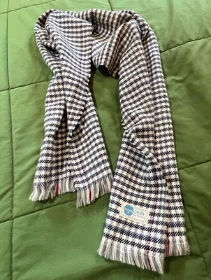 Cachecol de tecido Pilgrim Orlon xadrez lavável à mão vintage - Imagem 1 de 4