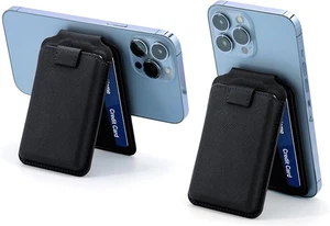 Portefeuille Téléphone Magnétique, Porte Carte Magnétique avec Support Réglable, Noir - Photo 1 sur 9