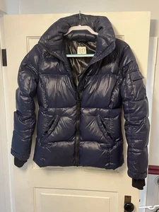 S13 New York Puffer Jacket Mens Medium Navy Blue Down Fill Winter Coat Warm - Picture 1 of 13