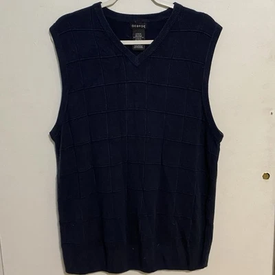 Chaleco tejido George mediano 100 % acrílico años 2000 cuello en V para hombre en azul marino Foto 1 de 4