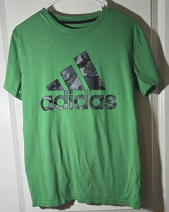 Adidas Shirt Youth Large (14-16) Camouflage Logo GREEN T-Shirt Short Sleeve - Picture 1 of 5