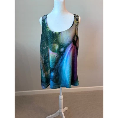 Minkpink Abstract Print BOHO Tank Top Sleeveless Casual Blouse Medium - Image 1 of 4