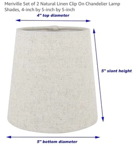 Set of 6 Chandelier Lamp Shades 4x4x5 Inch Clip On Shades Natural Linen New - Picture 1 of 3