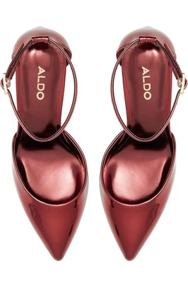 Zapatos de salón Aldo Jan para mujer TALLA 10 punta lisa Bordo rojo PU correa única nuevos con etiquetas Foto 1 de 4