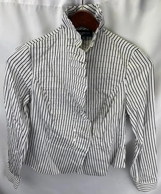 Jones New York Signature Pleated Pearl Button Striped Sparkly Long Sleeve Shirt - Image 1 of 4