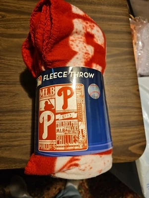 Brand New MLB Philadelphia Phillies Large Soft Fleece Throw Blanket 50" X 60" - Image 1 of 3