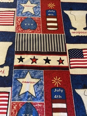 "Cuarto de grasa de algodón patriótico bordado 18""x 22 nuevo"  Foto 1 de 4