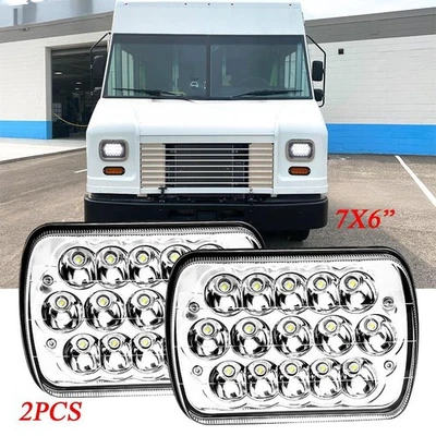For Ford Cargo Van Chevy Ford F-59 Pair 7X6" 5x7" LED Headlights Square High Low Foto 1 de 4