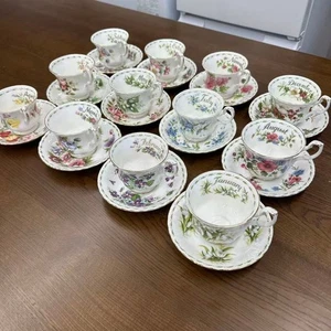 All British Royal Albert Flower Of The Month Cups And Saucers January To Japan - Picture 1 of 15