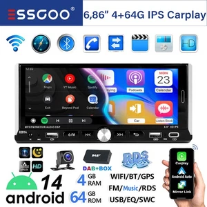 6,86" DAB+ 4+64G Autoradio 1DIN Android 14 Carplay GPS RDS NAVI WiFi BT SWC +KAM - Bild 1 von 13