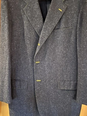 Blazer de 3 botones KITON 48R negro/gris cachemir con botones personalizados y bordado Foto 1 de 4