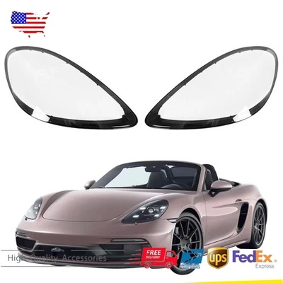 Par de cubiertas de faros transparentes para Porsche 718 Boxster/Cayman 982 2017-2022 EE. UU. Foto 1 de 4