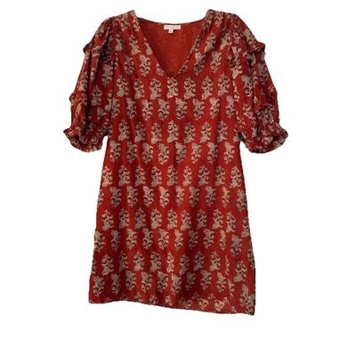 Vestido Anna Cate 100% Algodón Estampado Floral Rosa Óxido Hecho en India Foto 1 de 4