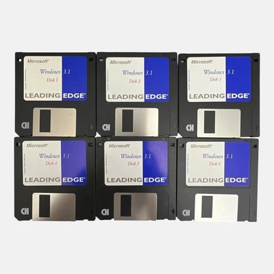 Microsoft Windows 3.1 Leading Edge 3.5" Floppy Disks Set Of 6 Computer Untested - Image 1 of 4